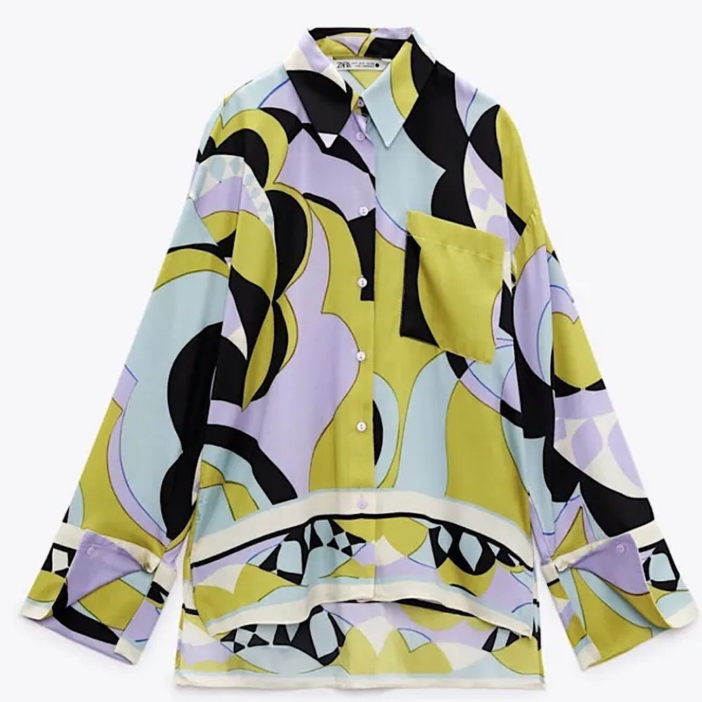 ZARA Set Printed Shirt and Palazzo Pants Size XS• BLOGGER FAVORITE • NEW - Picture 5 of 12